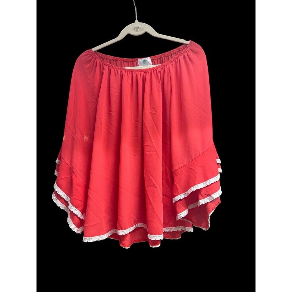 BOHOBLU‎ 3/4 Semi Bell Sleeve With Lace Tunic Womens Orange Medium